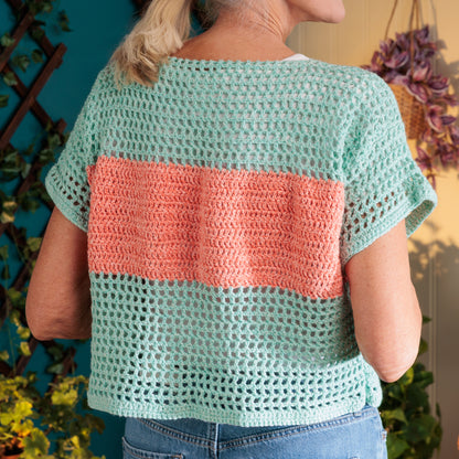 Red Heart Boxy Stripe Crochet T-Shirt Red Heart Boxy Stripe Crochet T-Shirt