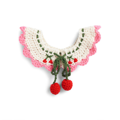 Red Heart Cheery Cherry Crochet Collar Crochet Appliqué made in Red Heart Super Saver Yarn