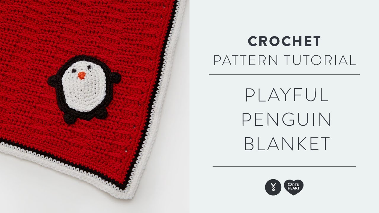 Red Heart Playful Penguin Crochet Blanket