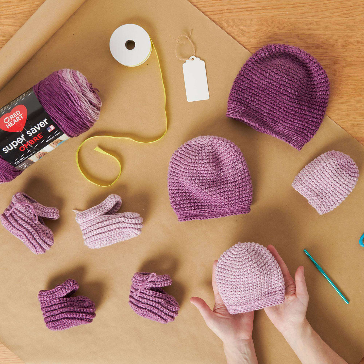 Crochet  made in Red Heart Super Saver Ombre yarn