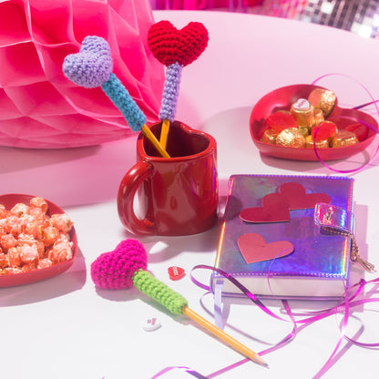 Red Heart Crochet Heart Pencil Toppers Red Heart Crochet Heart Pencil Toppers