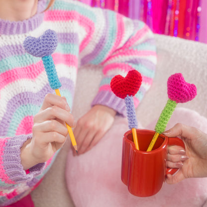 Red Heart Crochet Heart Pencil Toppers Red Heart Crochet Heart Pencil Toppers