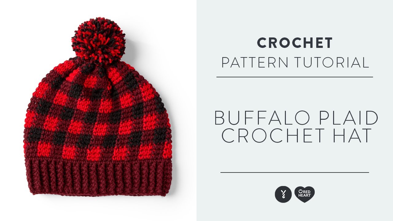 Red Heart Buffalo Plaid Crochet Hat For Him