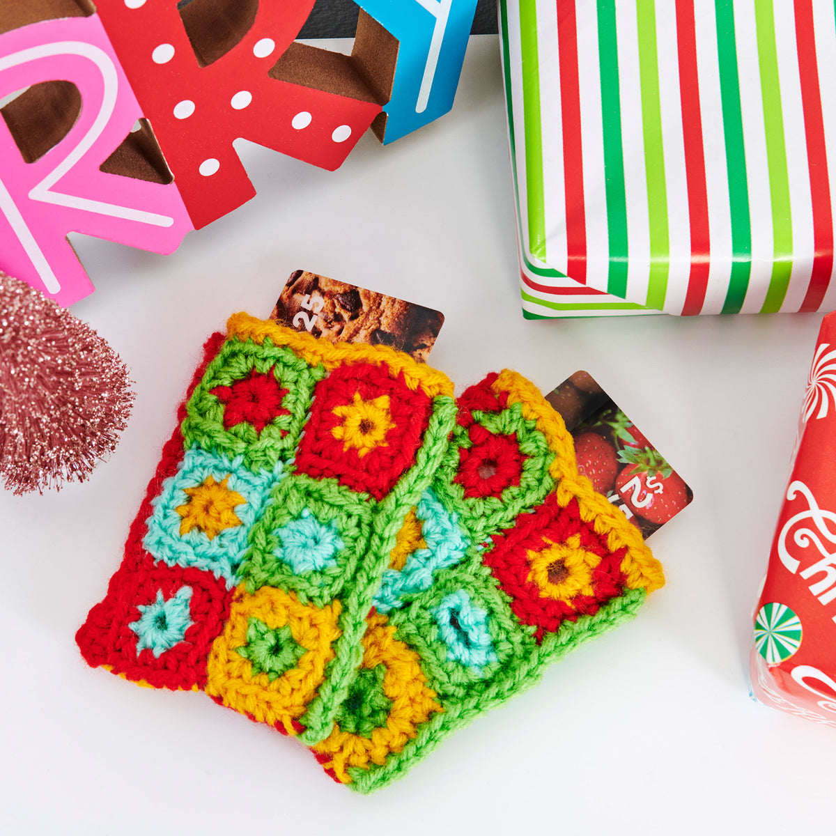 Crochet Gift Card Sleeve made in Red Heart Super Saver Yarn