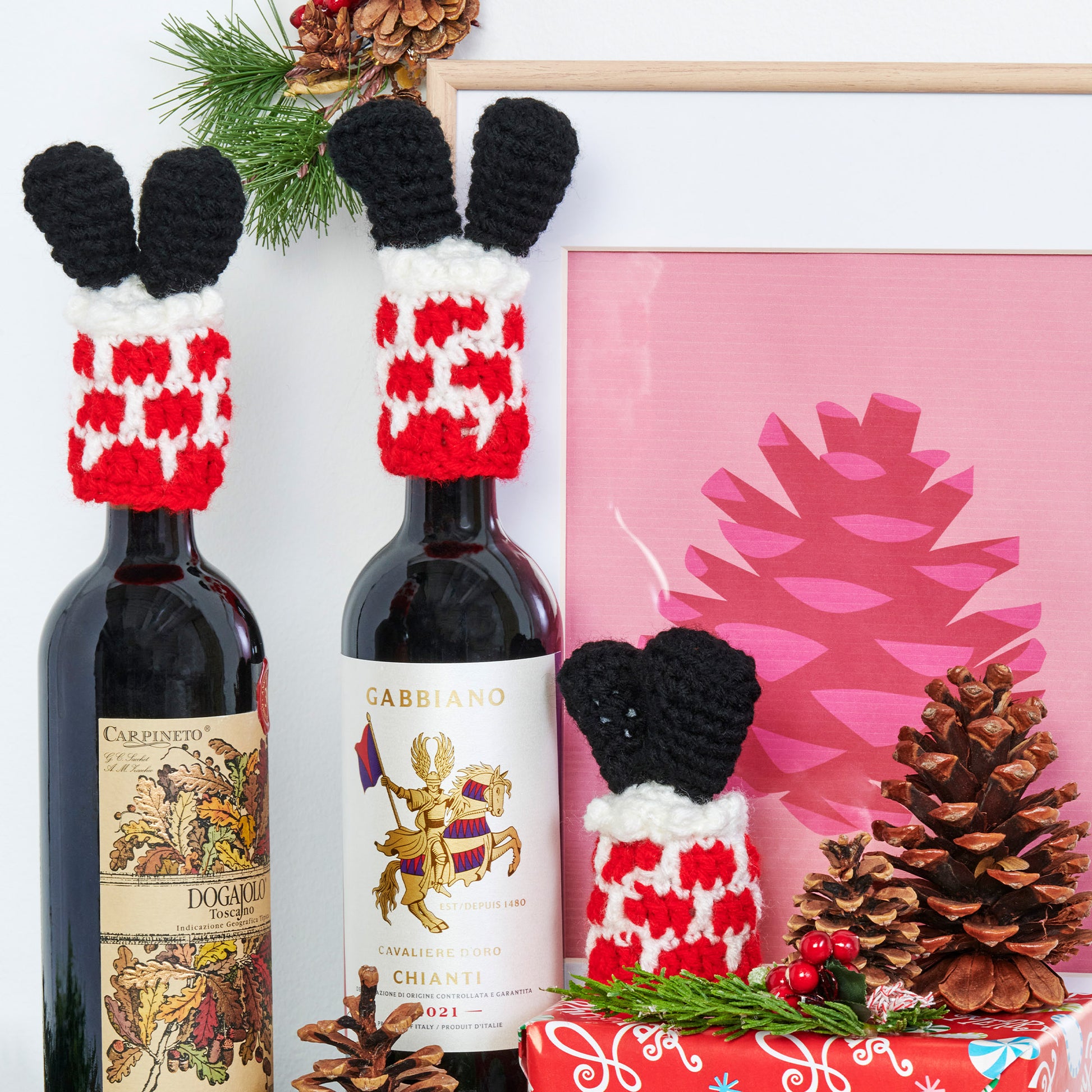 Red Heart Santa's Stuck! Crochet Bottle Toppers Red Heart Santa's Stuck! Crochet Bottle Toppers