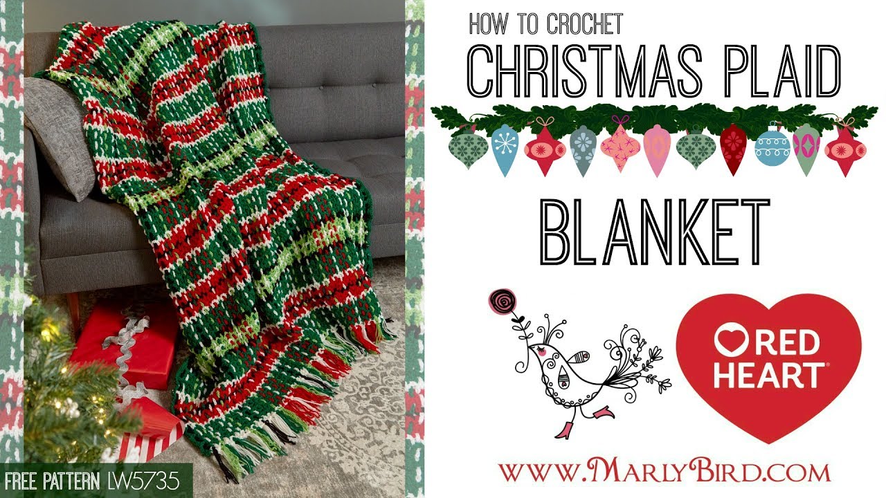 Red Heart Plaid Christmas Crochet Blanket