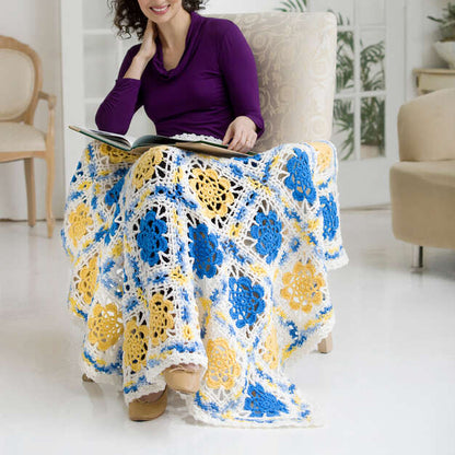 Red Heart Crochet French Country Flower Throw Crochet Throw made in Red Heart Super Saver Jumbo Yarn