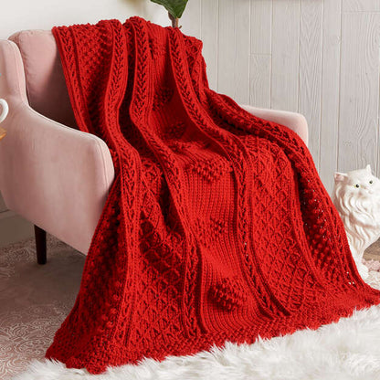 Red Heart Crochet Aran Hearts Throw Crochet Throw made in Red Heart Soft Yarn