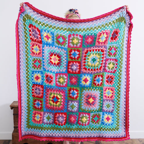 Red Heart Bright Granny Crochet Throw Pattern | Yarnspirations