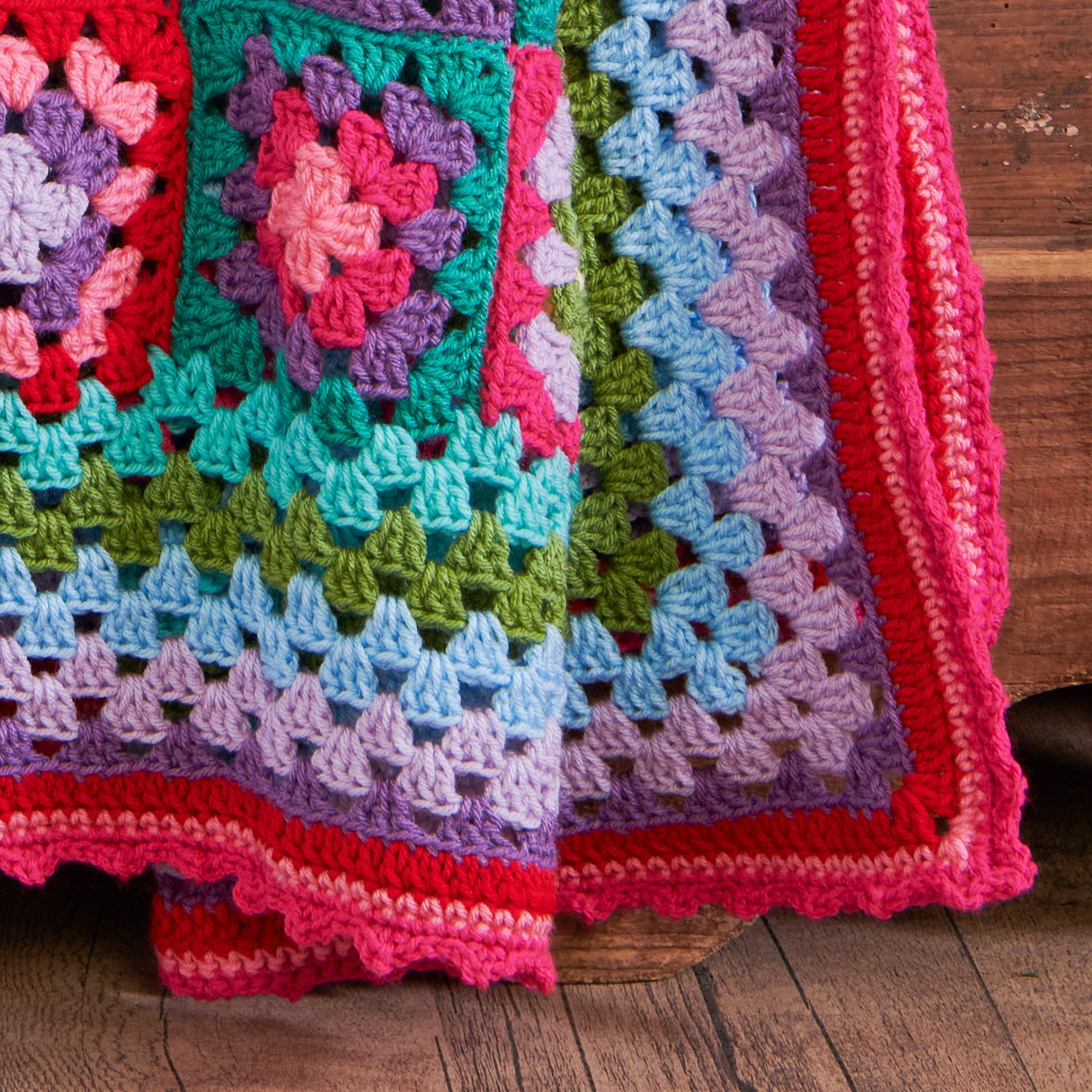 Free Red Heart Bright Granny Crochet Throw Pattern