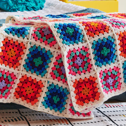 Red Heart Spectrum Dreams Crochet Granny Square Blanket Crochet Blanket made in Red Heart All in One Granny Square Yarn