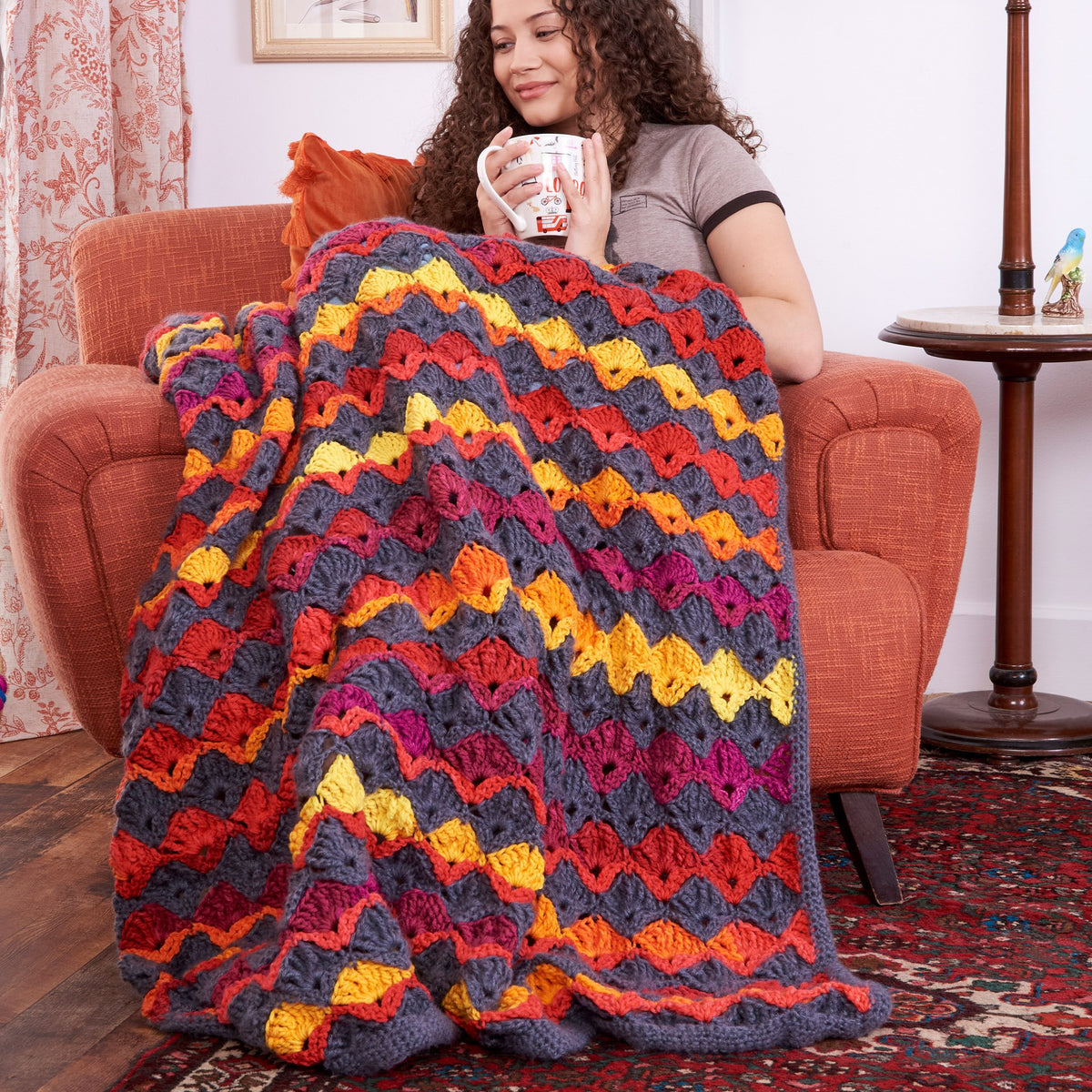 Crochet Afghan made in Red Heart Super Saver Brushed Yarn