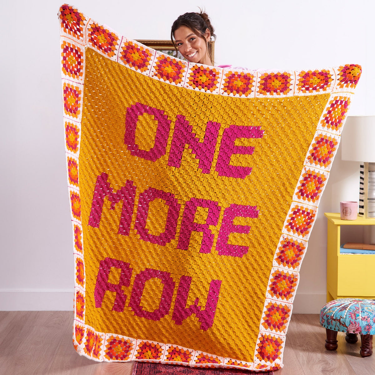 Crochet Blanket made in Red Heart All in One Granny Square","Super Saver Yarn