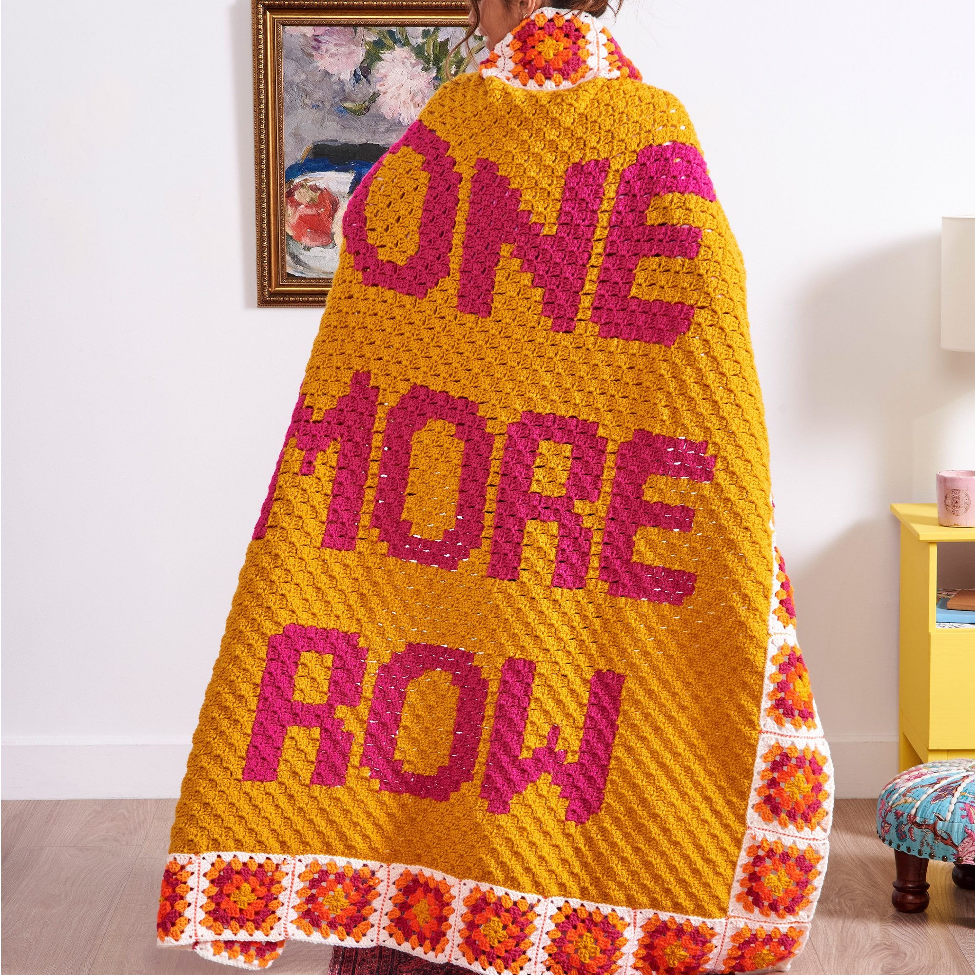 Free Easy Red Heart One More Row Crochet Blanket Pattern