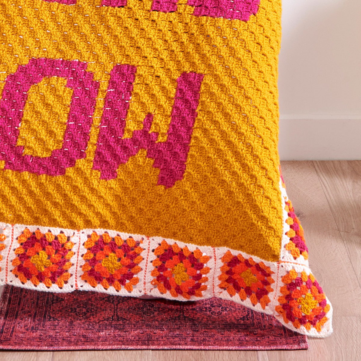 Crochet Blanket made in Red Heart All in One Granny Square","Super Saver Yarn