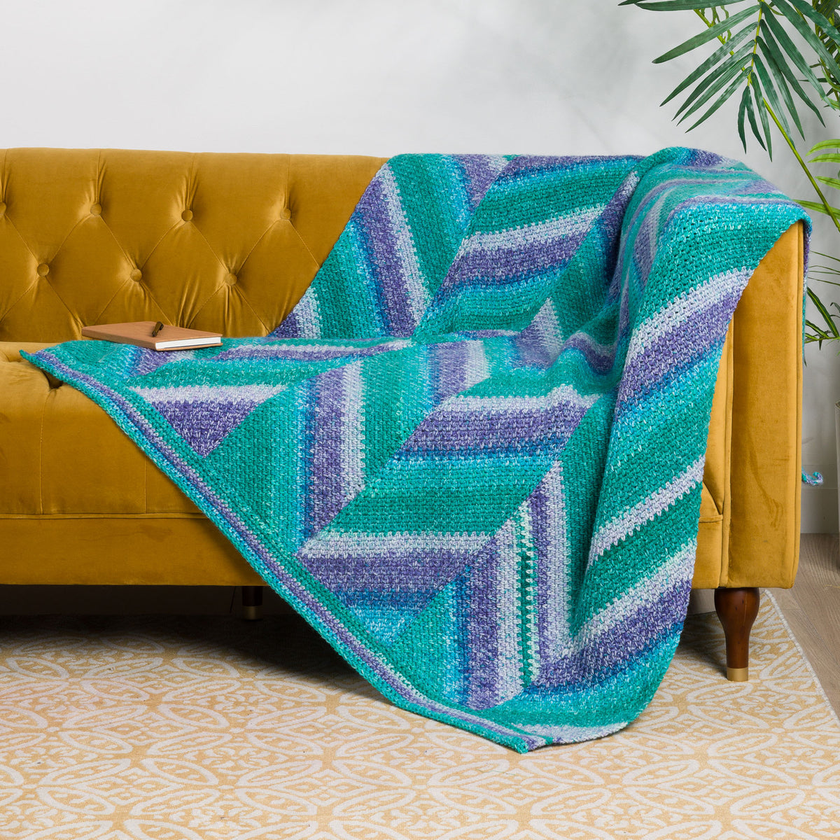 Free Easy Red Heart Change Of Stripes Crochet Panel Blanket Pattern ...