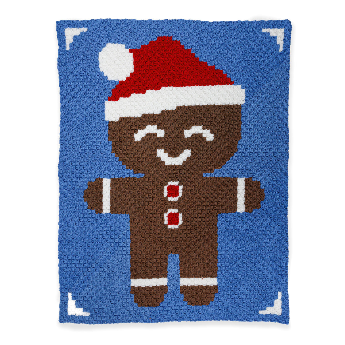 Red Heart gingerbread friend Crochet Blanket made using Super Saver yarn.