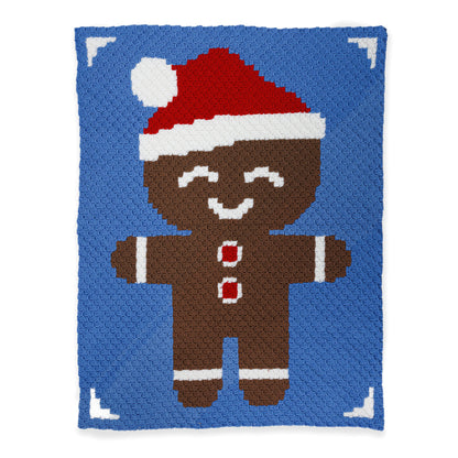 Red Heart Gingerbread Friend Crochet Blanket Red Heart gingerbread friend Crochet Blanket made using Super Saver yarn.