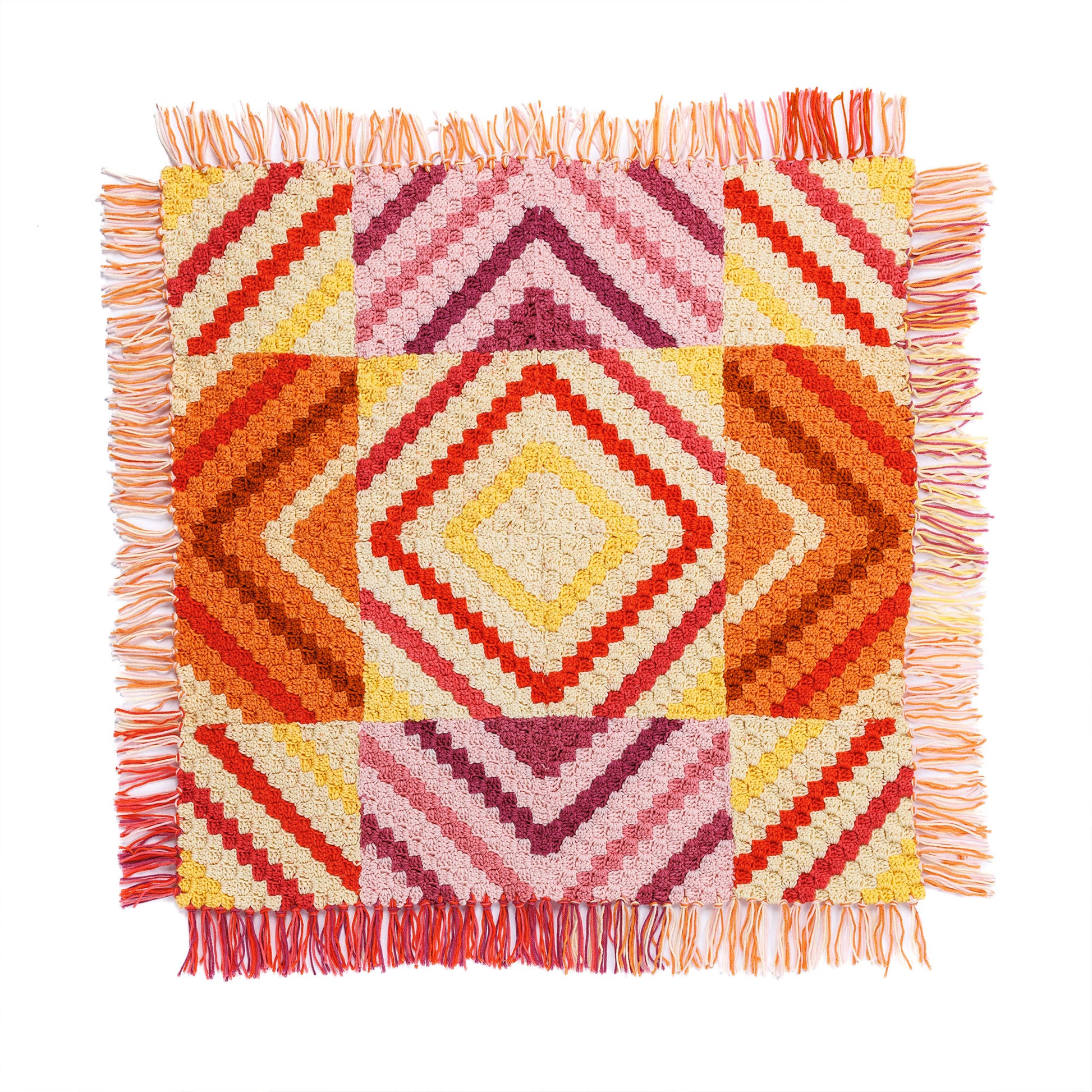 Red Heart Crochet Whirlwind Fringe Quilt