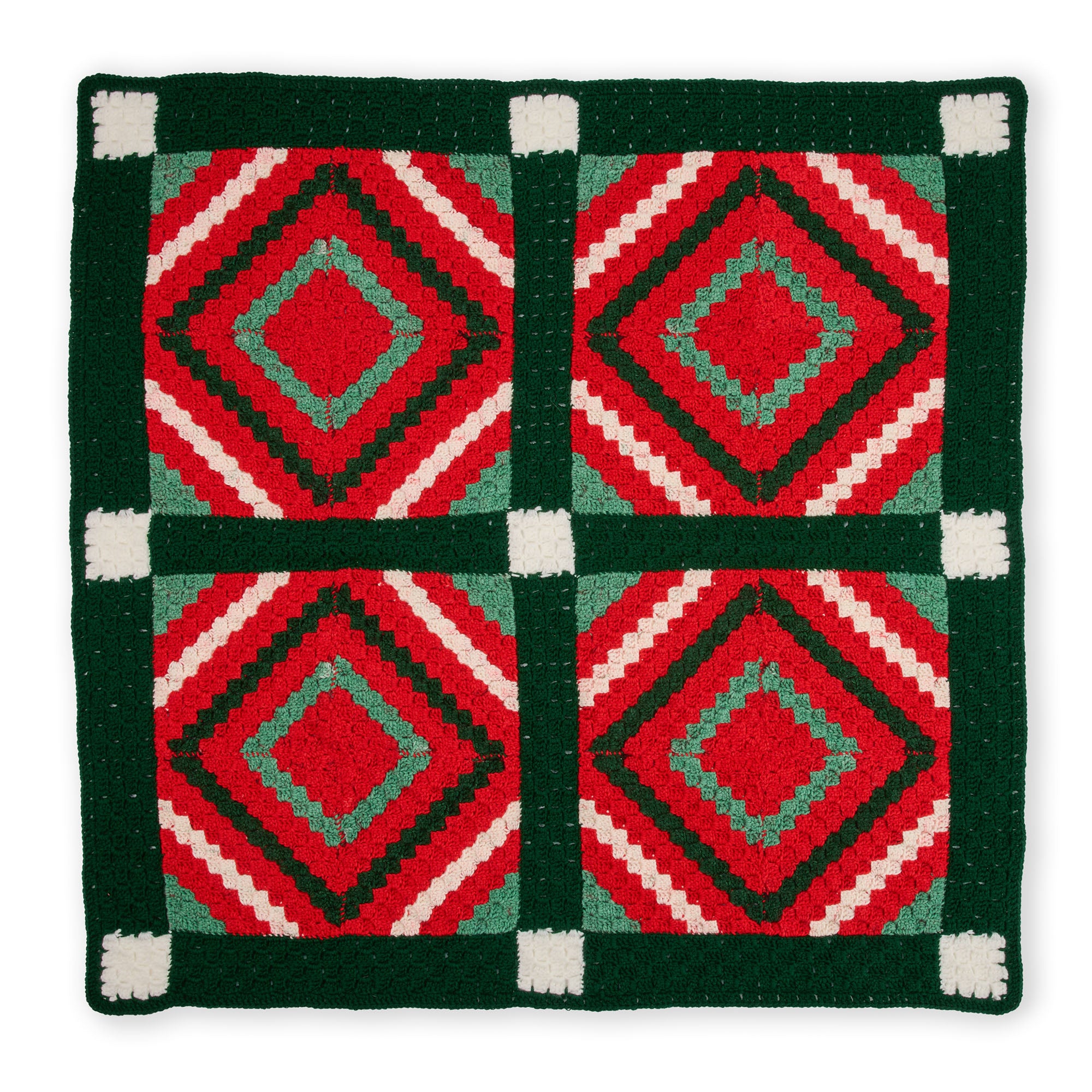 Free Easy Red Heart Crochet Quilted Classic Christmas Blanket