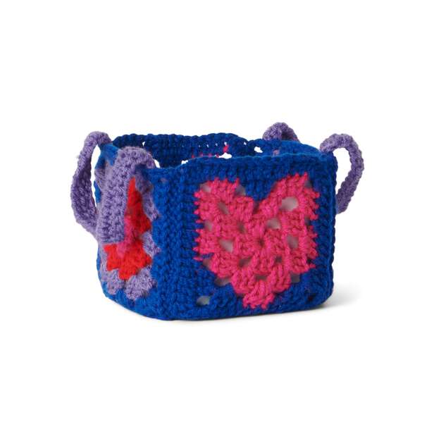 Free Red Heart 50G Crochet Graphic Granny Heart Basket Pattern