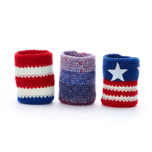Red Heart Years of History Crochet Can Cozies
