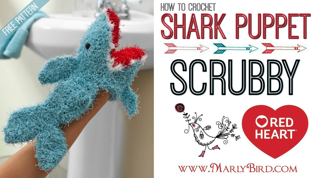 Red Heart Shark Puppet Scrubby Crochet