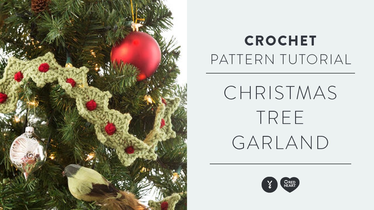 Red Heart Christmas Tree Garland Crochet