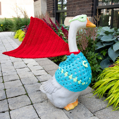 Red Heart Crochet Caped Goose-ader Porch Goose Outfit Red Heart Crochet Caped Goose-ader Porch Goose Outfit