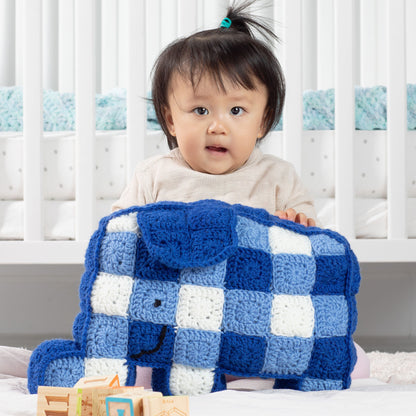Red Heart Crochet Gingham Elephant Pillow Crochet Pillow made in Red Heart Super Saver Yarn