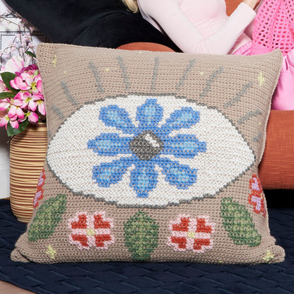 Red Heart Eye Am Watching Crochet Pillow Crochet Pillow made in Red Heart Yarn