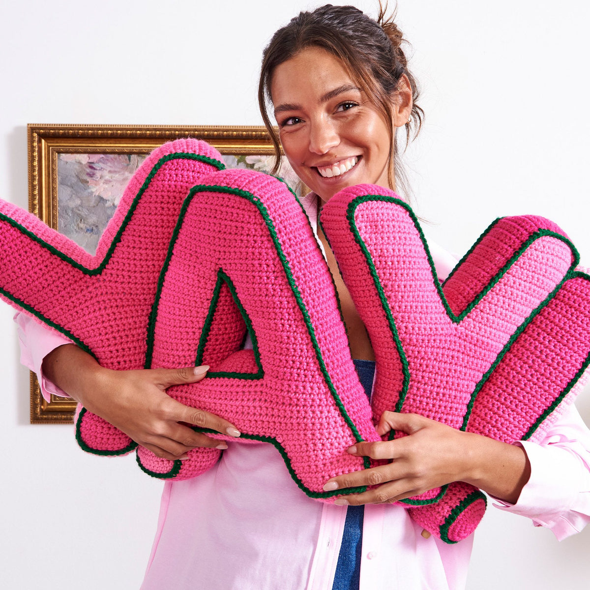 Crochet Pillow made in Red Heart Yarn