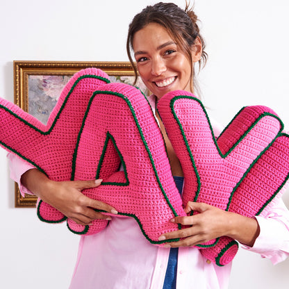 Red Heart Crochet YAY! Pillow Crochet Pillow made in Red Heart Yarn