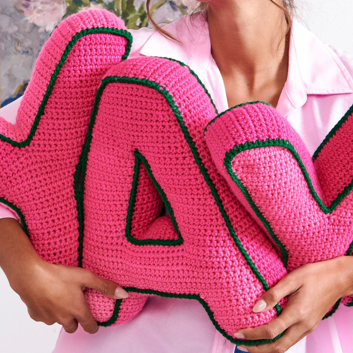 Crochet Pillow made in Red Heart Yarn