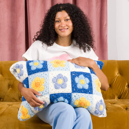 Red Heart Crochet Bluebell Meadow Pillow Red Heart Crochet Bluebell Meadow Pillow