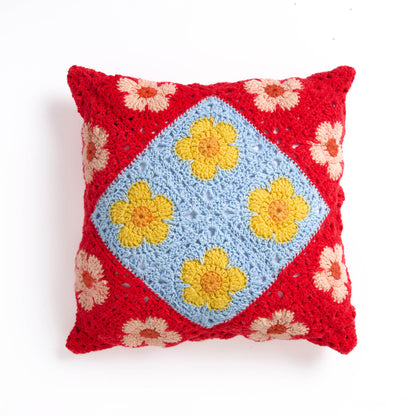 Red Heart Crochet Poppy Fields Pillow Version 1