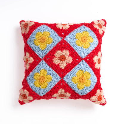 Red Heart Crochet Poppy Fields Pillow Version 1