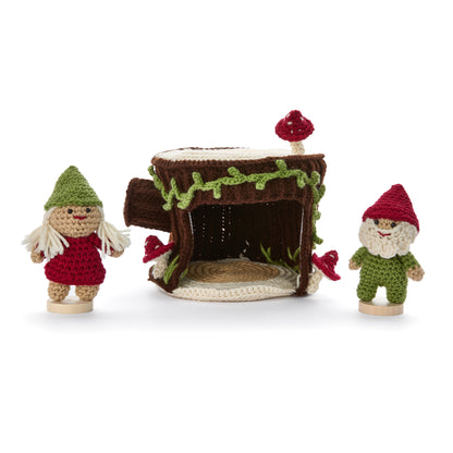 Red Heart Crochet Gnomes with a Little Stump House Red Heart Crochet Gnomes with a Little Stump House