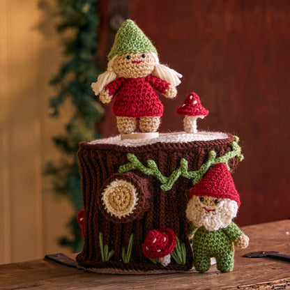 Red Heart Crochet Gnomes with a Little Stump House Red Heart Crochet Gnomes with a Little Stump House
