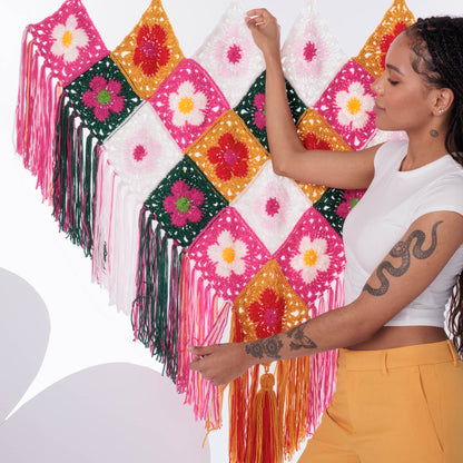 Free Easy Red Heart Flower Power Crochet Wall Hanging Pattern ...