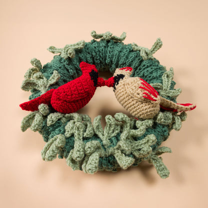 Red Heart Crochet Cardinal Couple Wreath Red Heart Crochet Cardinal Couple Wreath