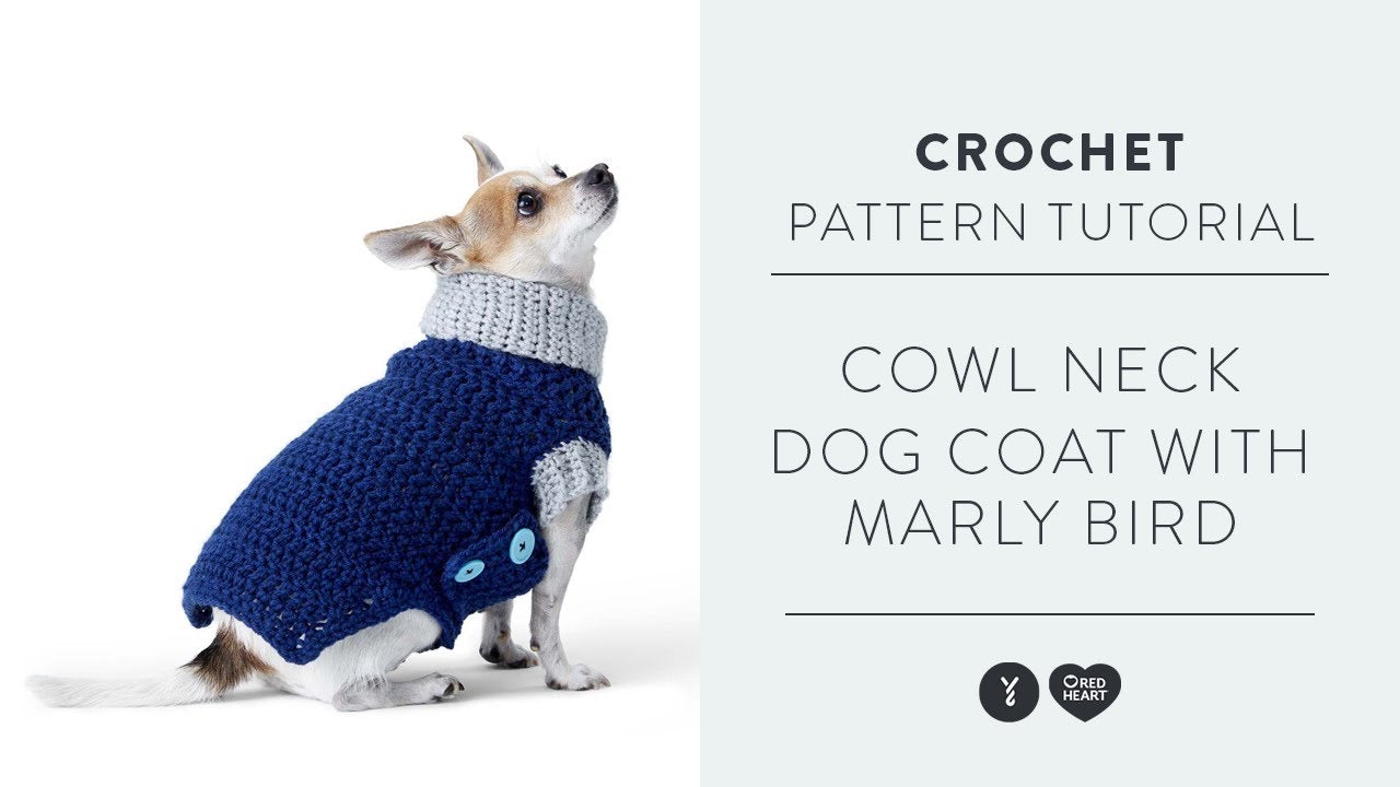 Red Heart Cowl Neck Crochet Dog Coat