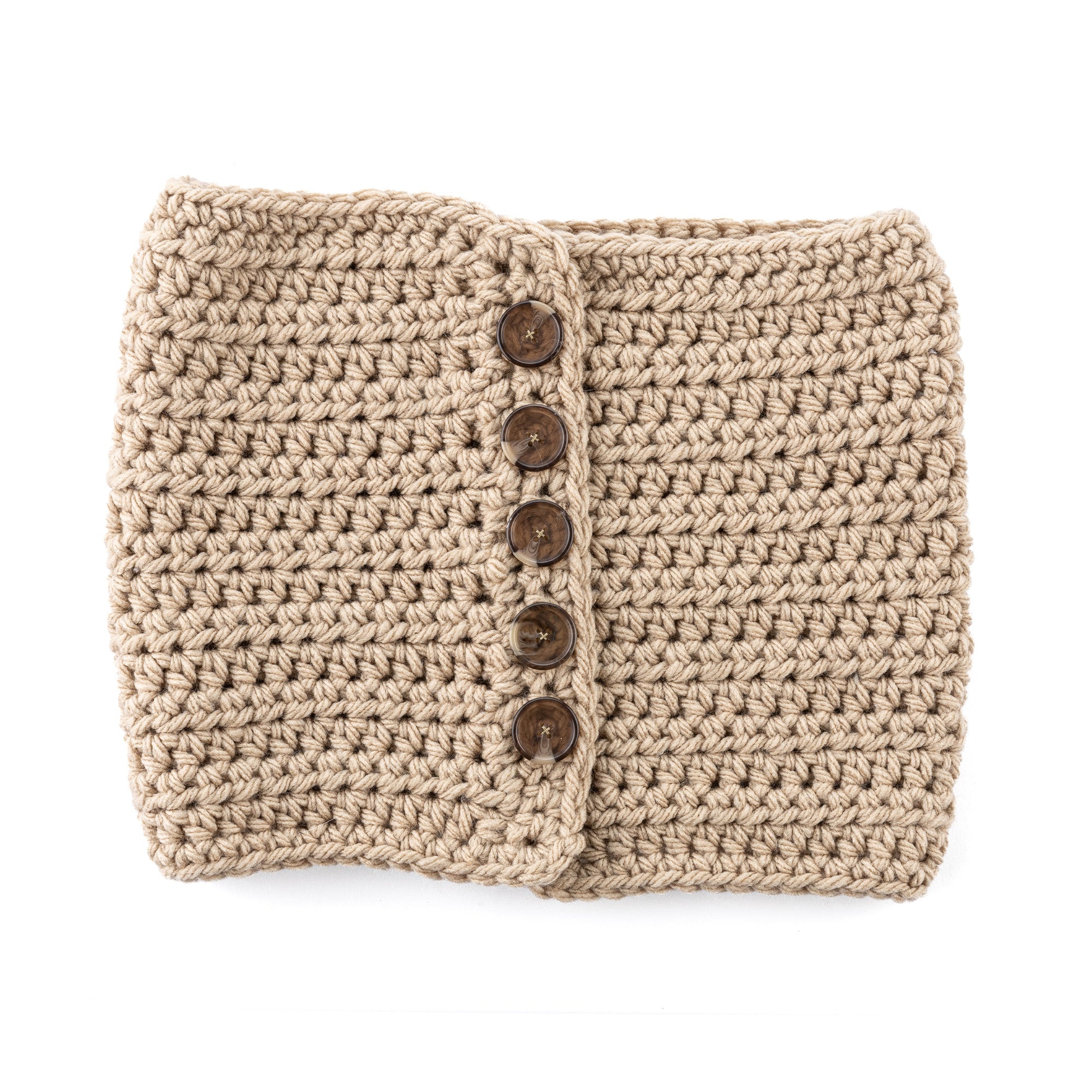 Free Beginner Red Heart Crochet Button-Up Cowl Pattern | Yarnspirations