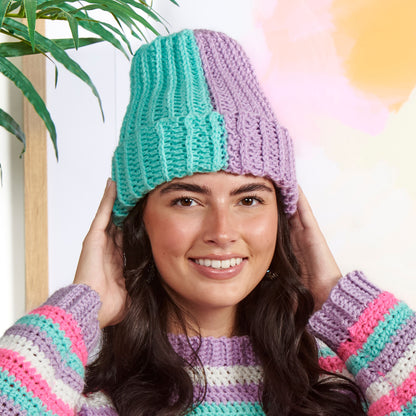 Red Heart Color Duo Crochet Rib Beanie Version 3