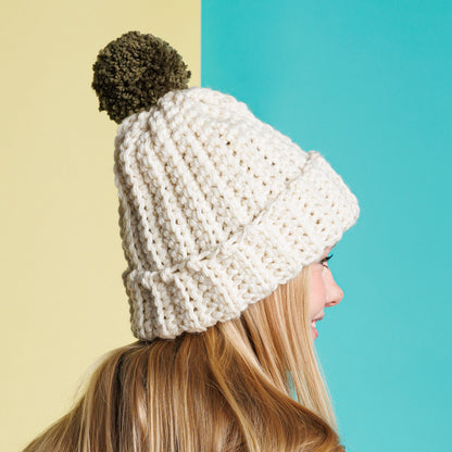 Red Heart Buckleberry Ridge Crochet Hat Crocheted beanie with a pom-pom, Version 1