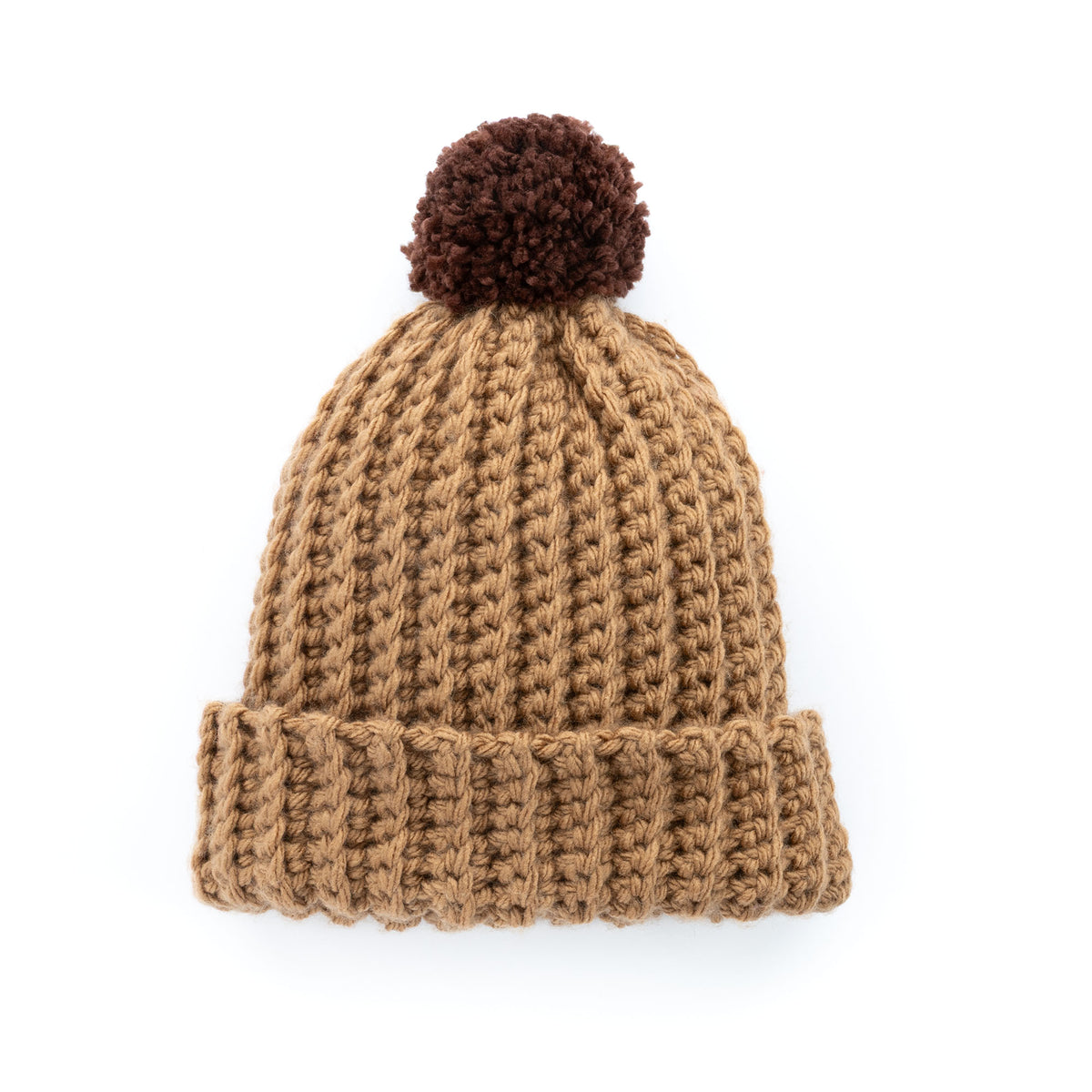 Crocheted beanie with a pom-pom, Version 2