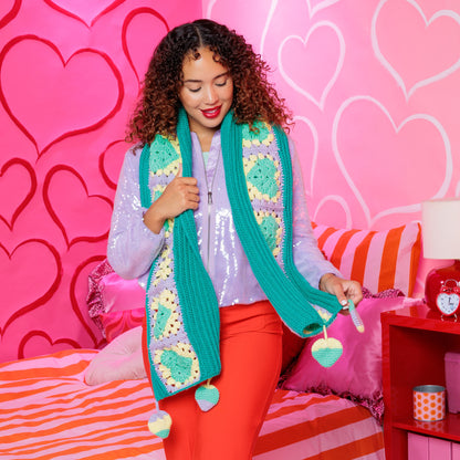 Red Heart Hearts All Around Crochet Scarf Red Heart Hearts All Around Crochet Scarf