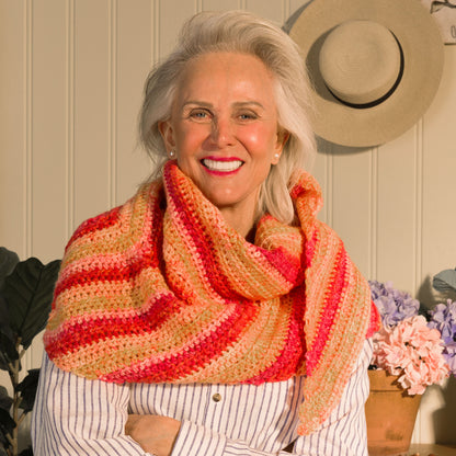 Red Heart Grow As You Go Crochet Shawl Hot Stuff