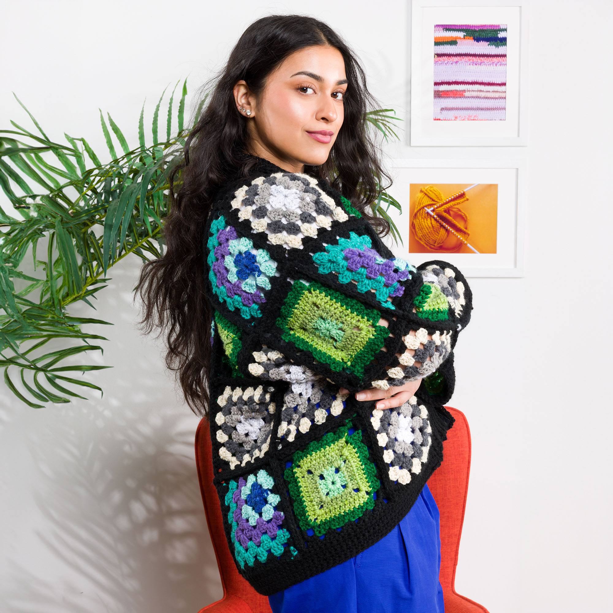 Free Easy Red Heart Granny Trio Crochet Cardigan Pattern