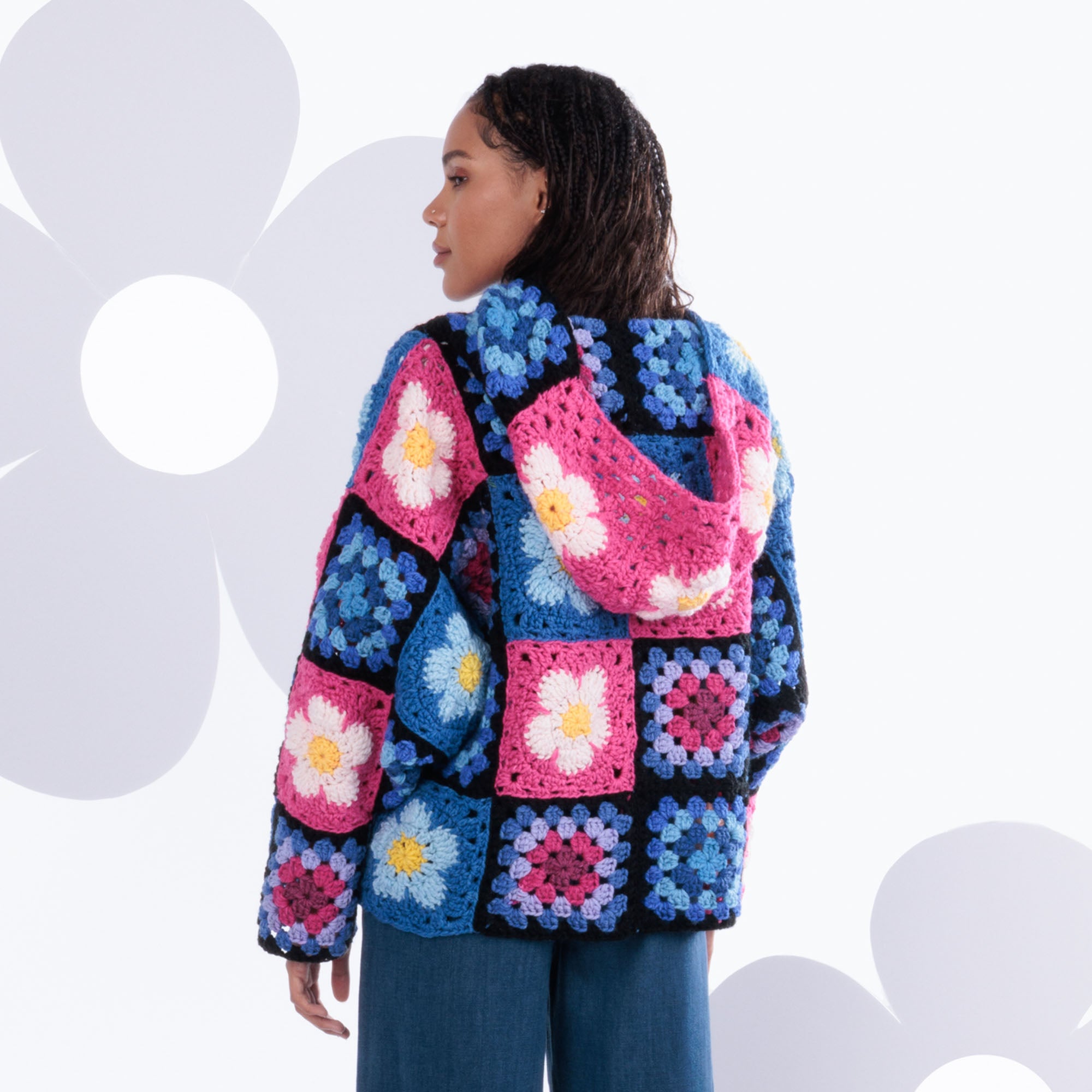 Free Easy Red Heart Crochet Flower Power Hoodie Pattern